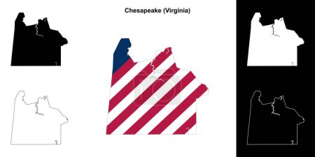 Chesapeake County (Virginia) outline map set