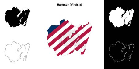 Hampton County (Virginia) outline map set