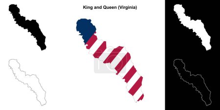 King and Queen County (Virginia) outline map set