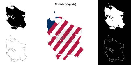 Norfolk County (Virginia) outline map set