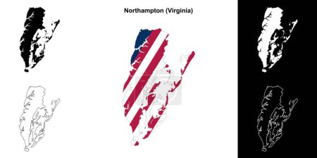 Ilustración de Northampton County (Virginia) esquema mapa conjunto - Imagen libre de derechos
