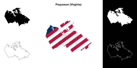 Poquoson County (Virginia) outline map set
