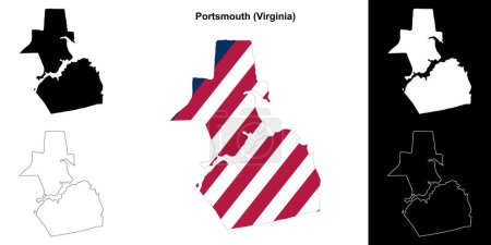 Portsmouth County (Virginia) outline map set