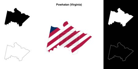 Illustration for Powhatan County (Virginia) outline map set - Royalty Free Image