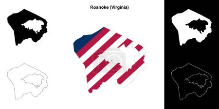 Roanoke County (Virginia) outline map set