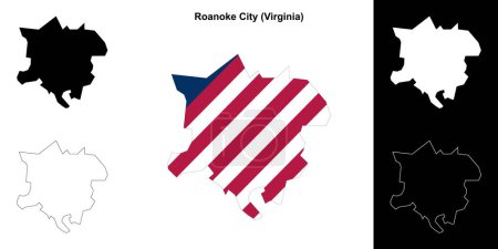 Roanoke City County (Virginia) outline map set