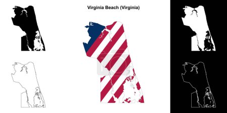 Virginia Beach County (Virginia) outline map set