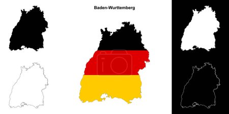 Téléchargez les illustrations : Carte de l'état de Baden-Wurttemberg - en licence libre de droit