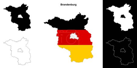 Ilustración de Estado de Brandeburgo esquema mapa conjunto - Imagen libre de derechos