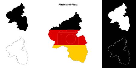 Illustration for Rheinland-Pfalz state outline map set - Royalty Free Image