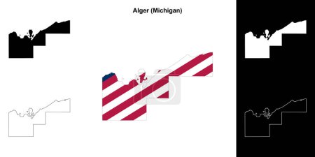 Conjunto de mapas de contorno del Condado de Alger (Michigan)