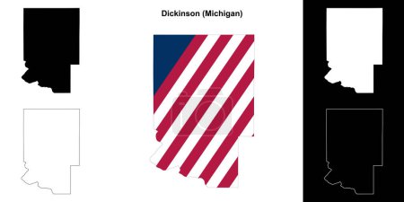 Dickinson County (Michigan) umrissenes Kartenset