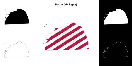 Huron County (Michigan) outline map set