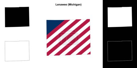 Lenawee County (Michigan) outline map set
