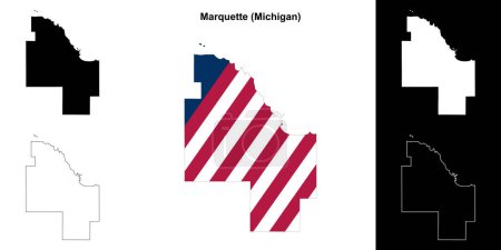 Marquette County (Michigan) outline map set