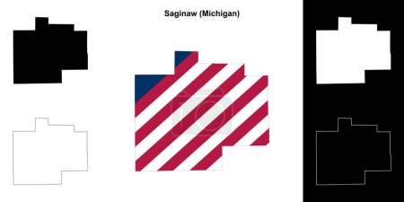 Illustration for Saginaw County (Michigan) outline map set - Royalty Free Image