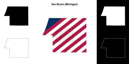 Illustration for Van Buren County (Michigan) outline map set - Royalty Free Image
