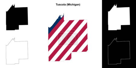 Tuscola County (Michigan) umrissenes Kartenset