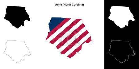 Ashe County (North Carolina) umrissenes Kartenset