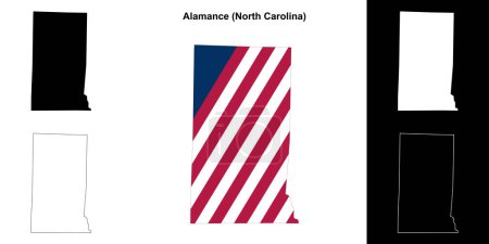 Alamance County (North Carolina) umrissenes Kartenset