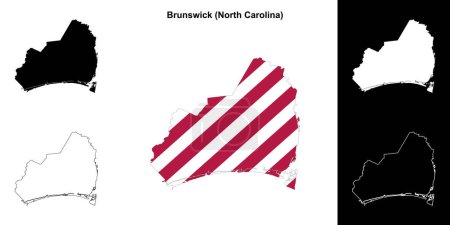 Brunswick County (North Carolina) outline map set