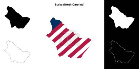 Burke County (North Carolina) umrissenes Kartenset