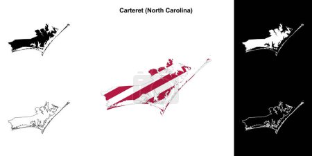 Carteret County (North Carolina) outline map set
