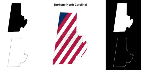 Illustration for Durham County (North Carolina) outline map set - Royalty Free Image