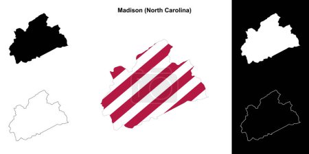 Madison County (North Carolina) outline map set