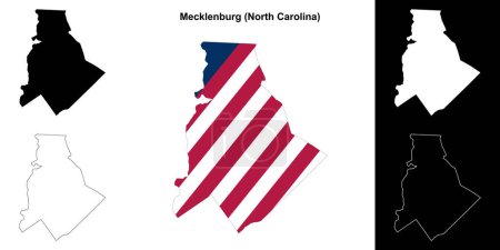 Mecklenburg County (North Carolina) outline map set