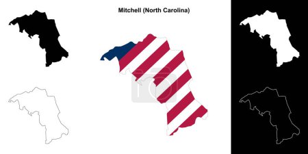 Conjunto de mapas de contorno del Condado de Mitchell (Carolina del Norte)