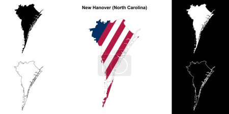 New Hanover County (North Carolina) umrissenes Kartenset