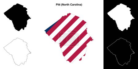 Ilustración de Condado de Pitt (Carolina del Norte) esquema mapa conjunto - Imagen libre de derechos