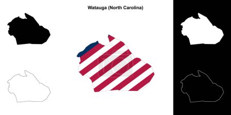 Watauga County (North Carolina) umrissenes Kartenset