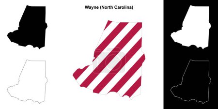 Wayne County (North Carolina) umrissenes Kartenset