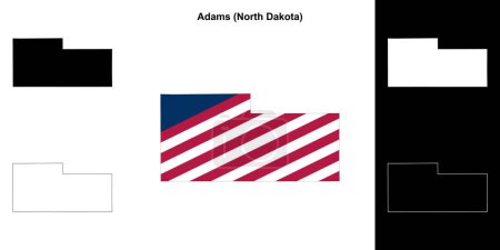 Conjunto de mapas de contorno del Condado de Adams (Dakota del Norte)