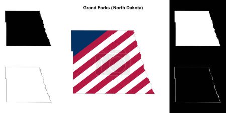 Grand Forks County (North Dakota) outline map set