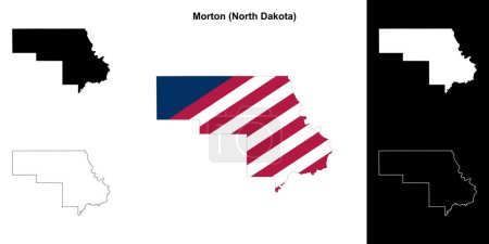 Illustration for Morton County (North Dakota) outline map set - Royalty Free Image