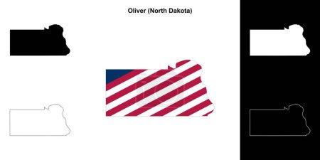 Téléchargez les illustrations : Carte générale du comté d'Oliver (Dakota du Nord) - en licence libre de droit