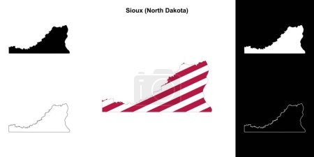 Sioux County (North Dakota) umrissenes Kartenset