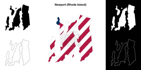 Newport County (Rhode Island) outline map set