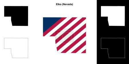 Elko County (Nevada) outline map set