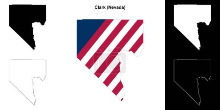 Ilustración de Clark County (Nevada) esquema mapa conjunto - Imagen libre de derechos
