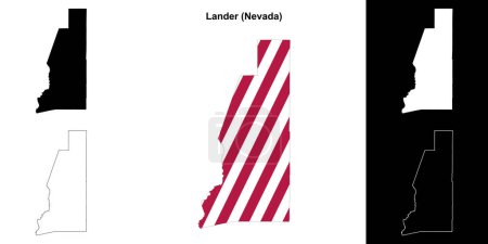 Ilustración de Conjunto de mapas de contorno del Condado de Lander (Nevada) - Imagen libre de derechos