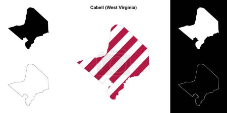 Cabell County (West Virginia) outline map set