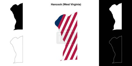 Ilustración de Hancock County (West Virginia) esquema mapa conjunto - Imagen libre de derechos