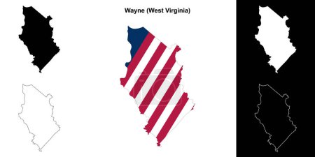 Téléchargez les illustrations : Wayne County (Virginie-Occidentale) schéma carte - en licence libre de droit