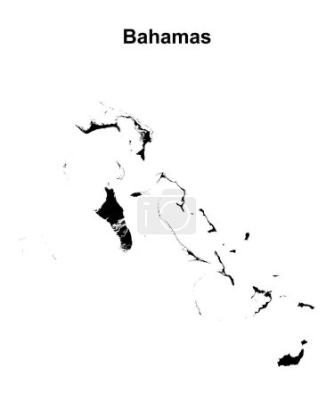 Téléchargez les illustrations : Bahamas carte de contour blanc - en licence libre de droit