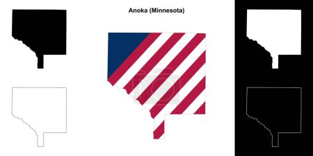 Anoka County (Minnesota) outline map set