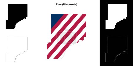 Téléchargez les illustrations : Carte générale du comté de Pine (Minnesota) - en licence libre de droit